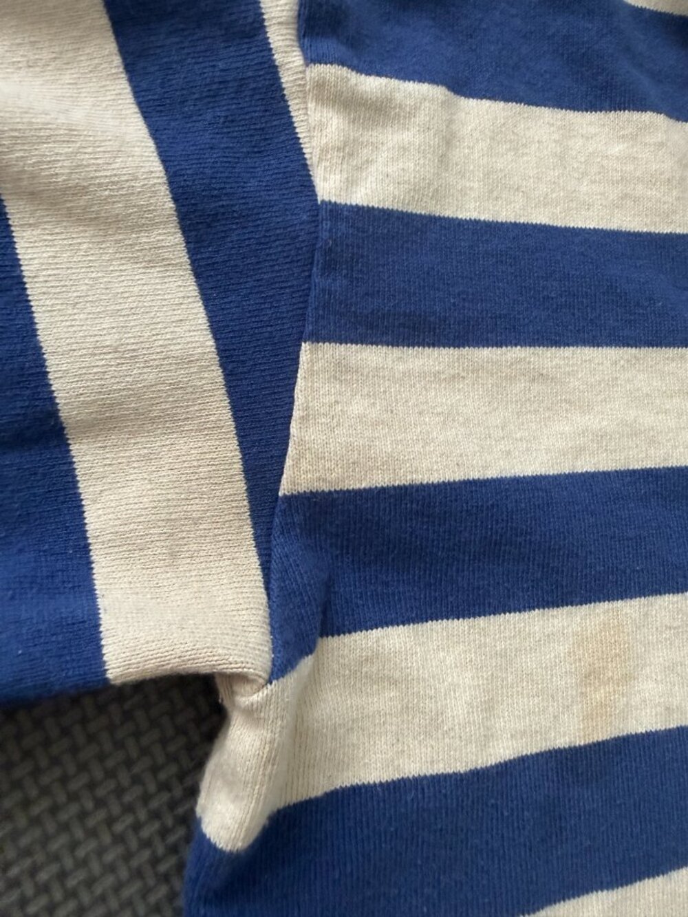 MOTHER Boxy Polo Crop Tee in Game On- Blue/Cream Stripes- S- Long Sleeve - Picture 11 of 16